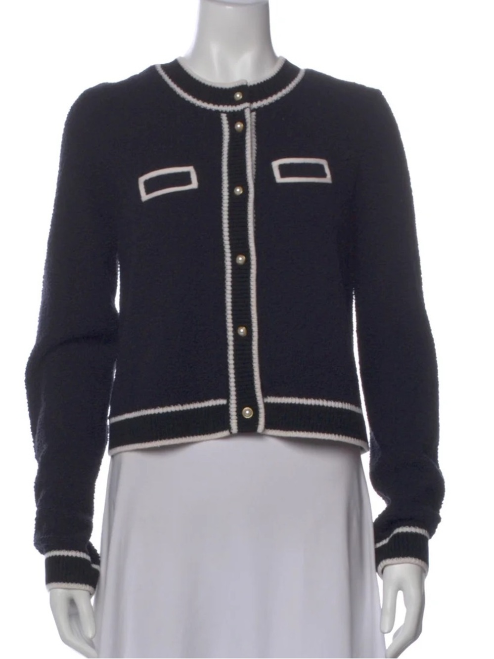 Alice + Olivia Black Cardigan with Pearl Buttons